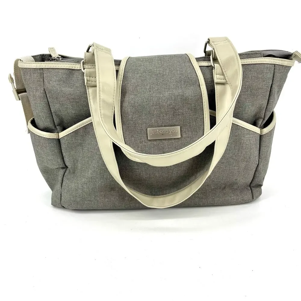Just One You gray diaper bag with accessories‎